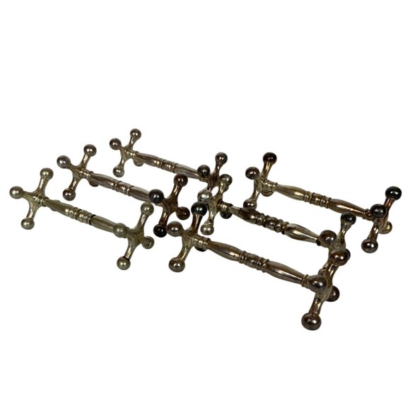 Vintage Silverplate Knife Cutlery Rests Set Of 6 Dumbbell Style Unbranded - Picture 4 of 8